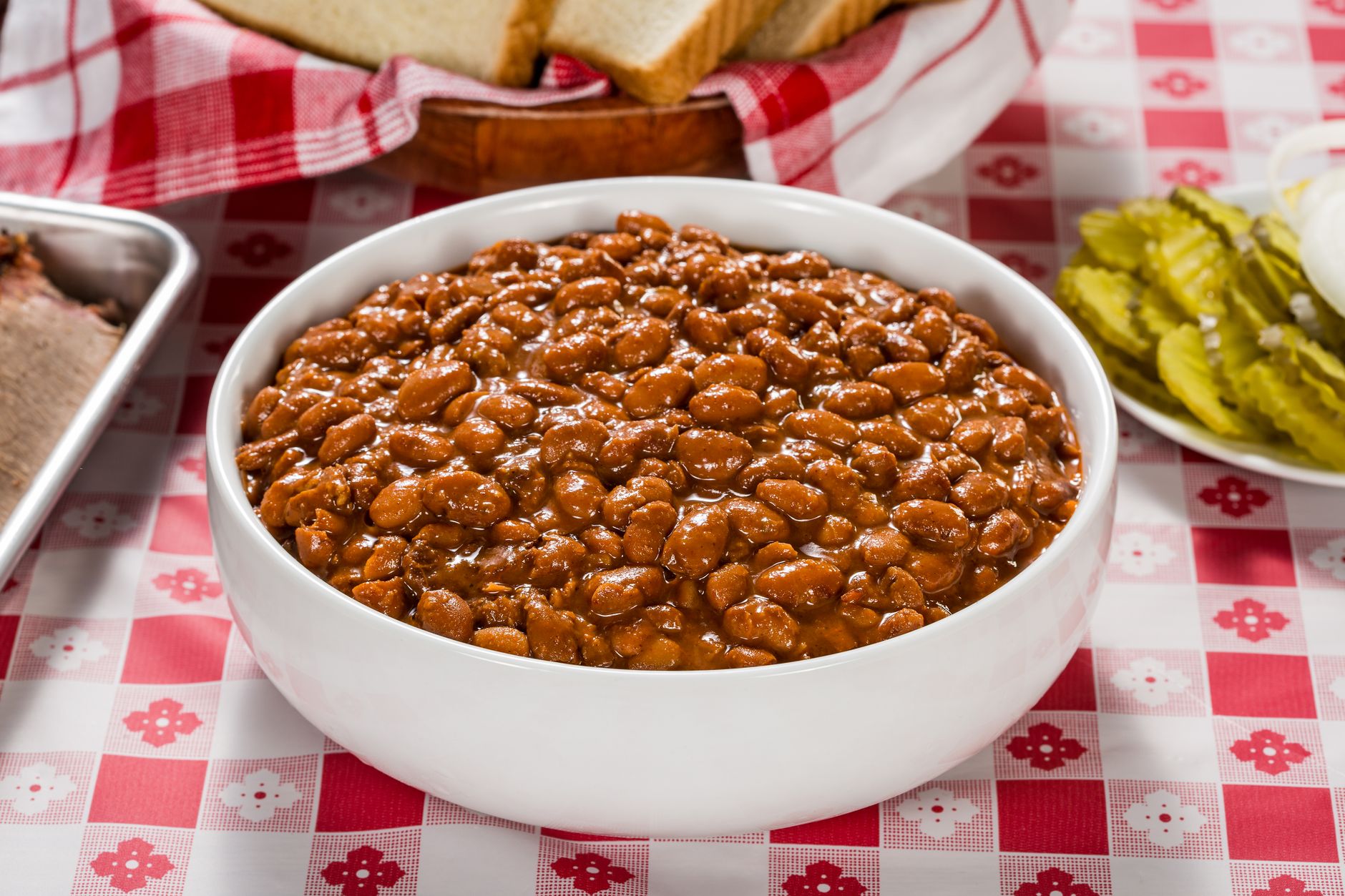 A bowl of barbecue baked beans