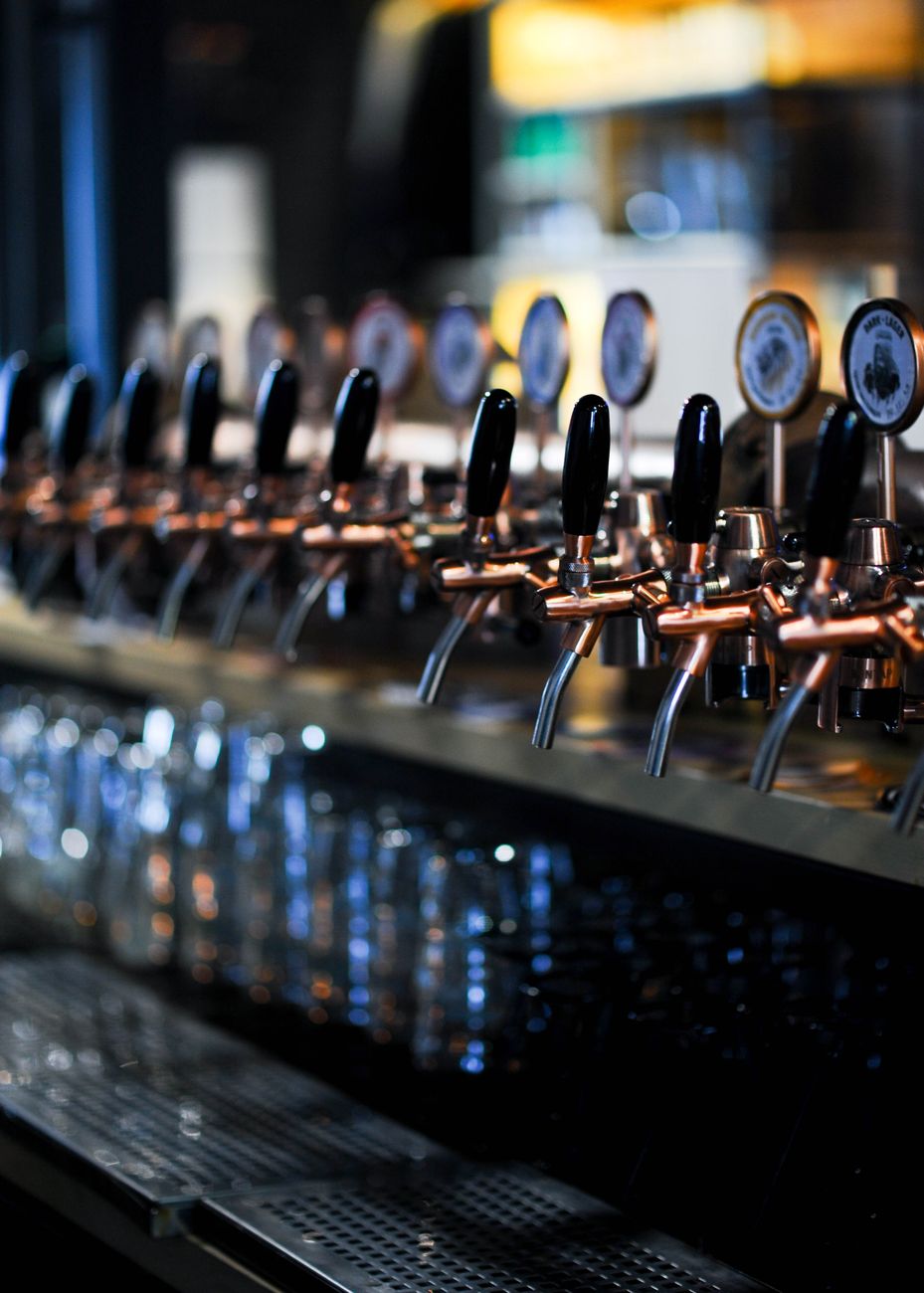 Beer taps at the bar